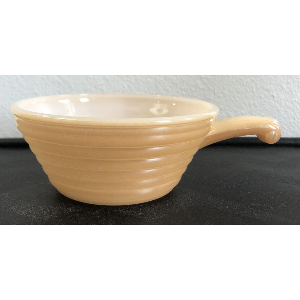 Oven Fire King Ware Peach Luster Bee Hive Anchor Hocking Handled Soup Bowl